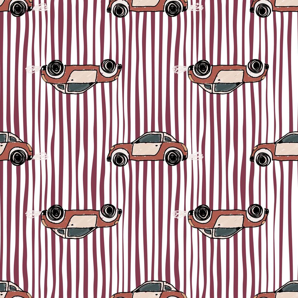 Cute sportcar seamless pattern. Transport wallpaper. Kids hand drawn automobile background. vector