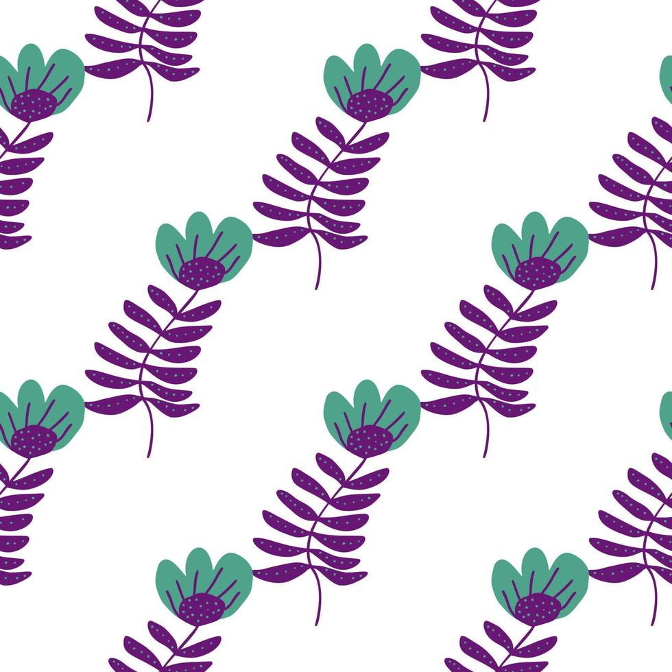 Stylized folk flower seamless pattern. Hand drawn elegant botanical illustration. vector