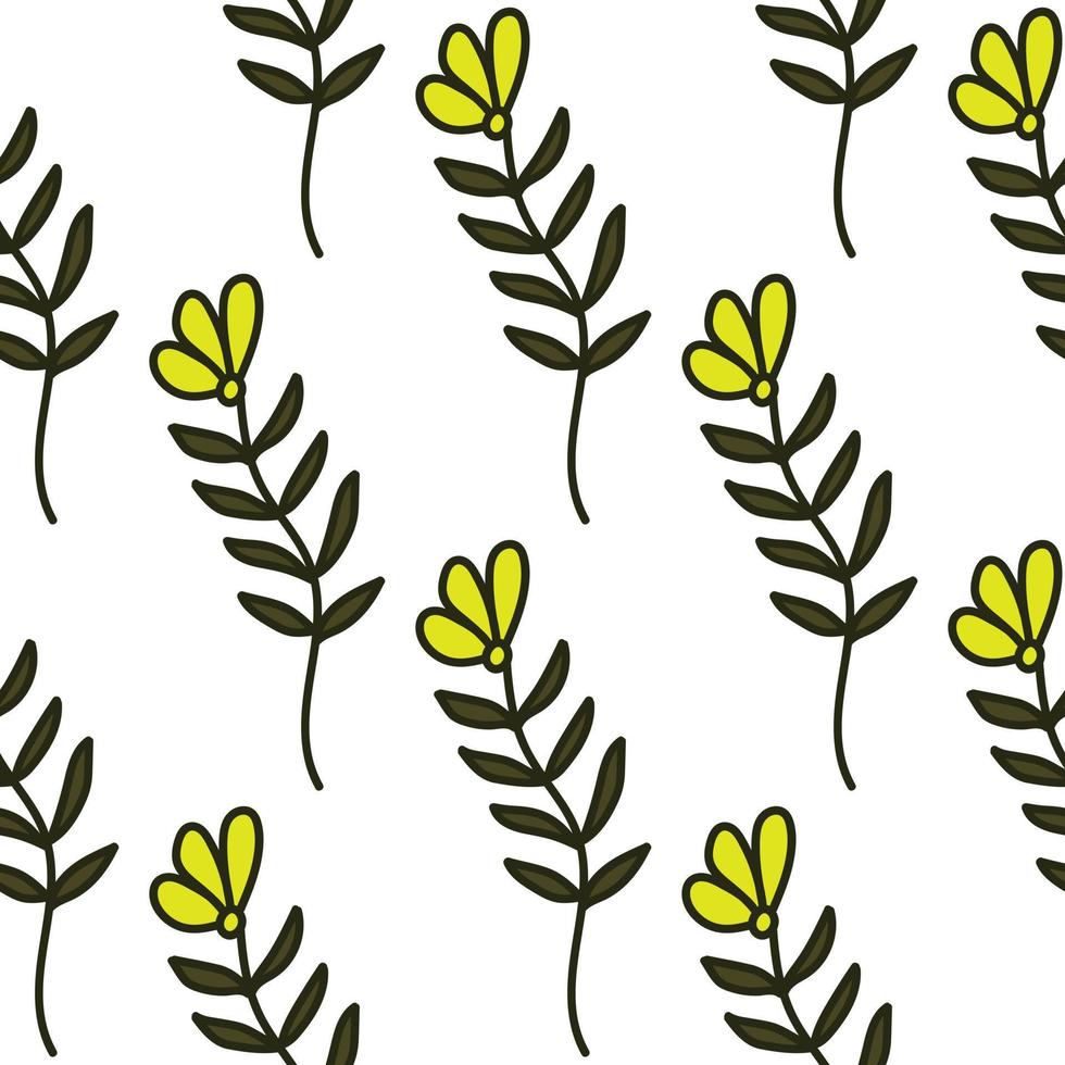 Abstract simple flower seamless pattern. Children's floral wallpaper. Cute plants endless backdrop. vector