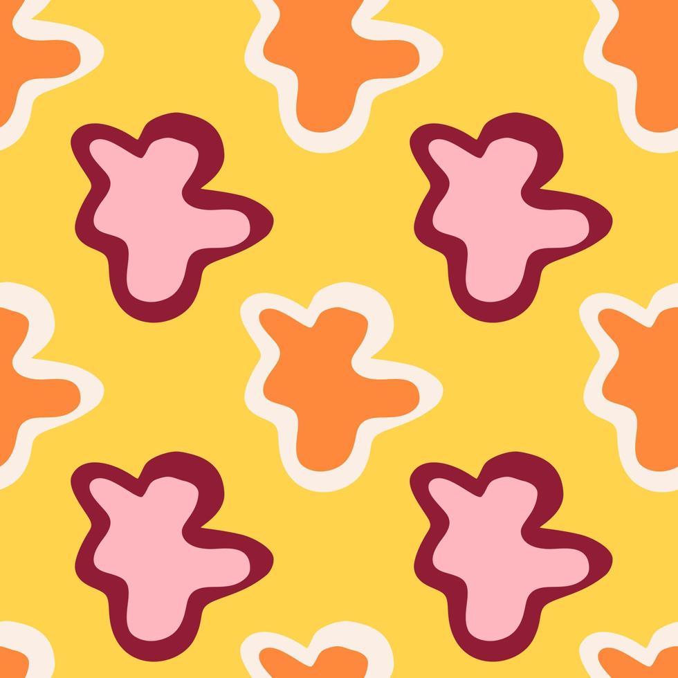 Abstract contemporary primitive figures seamless pattern. Fun doodle clouds background. Creative artistic shapes wallpaper. Primitive elements backdrop vector