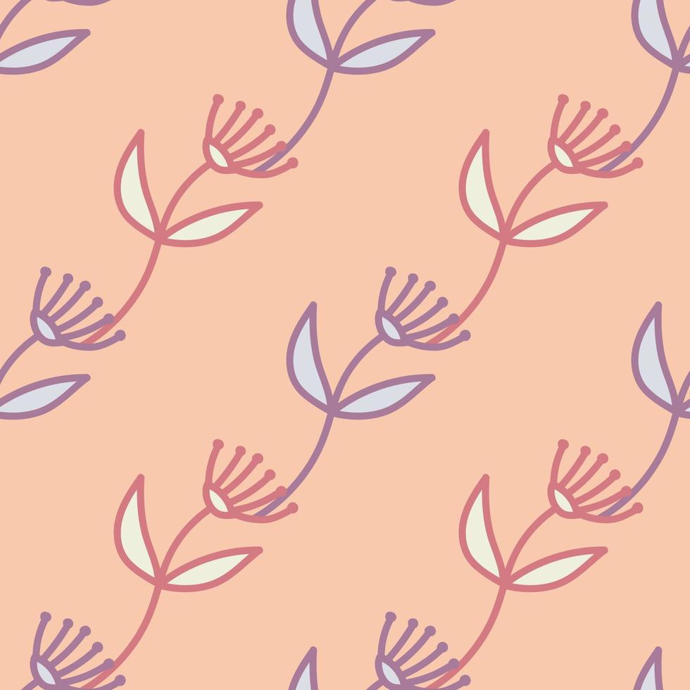 Hand drawn simple cute flower seamless pattern. Abstract floral wallpaper. vector