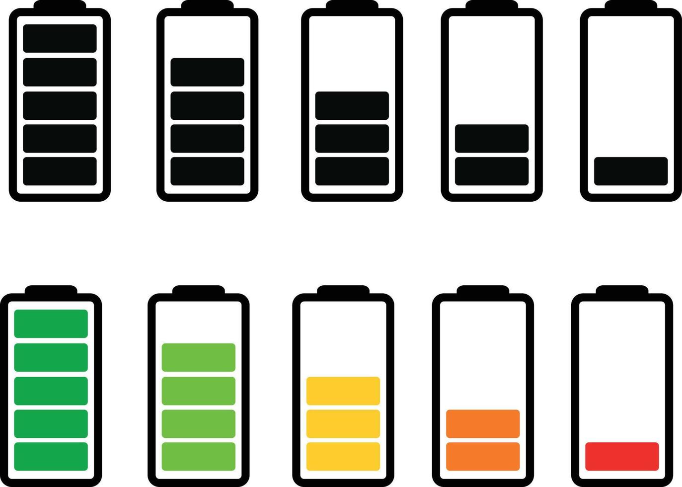 Battery charge icon set on white background. vector