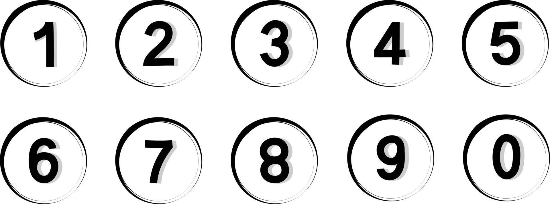conjunto de iconos de números sobre fondo blanco. vector