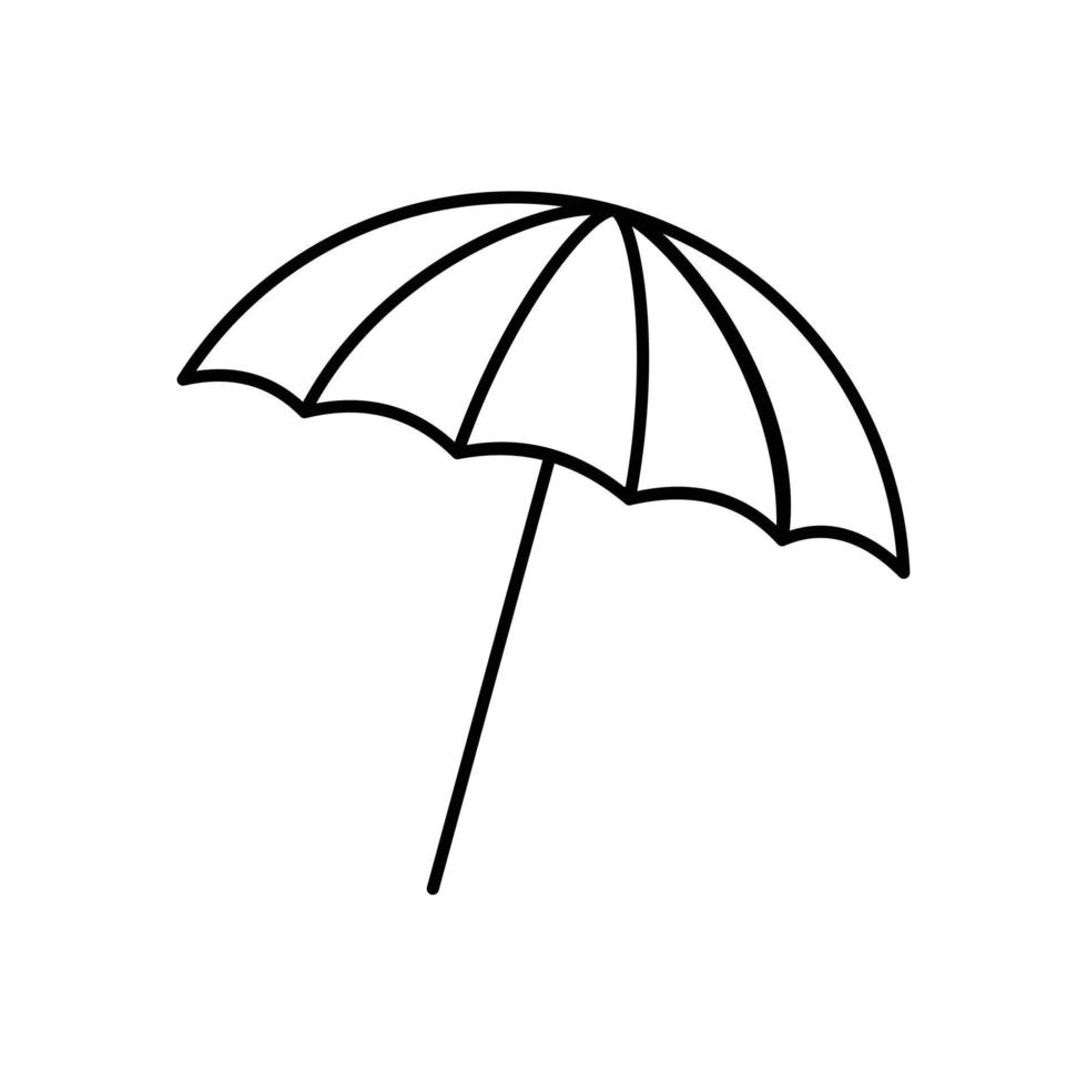 Beach umbrella thin line icon on white background. vector