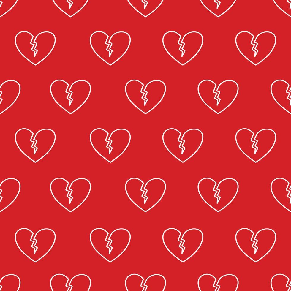 Broken heart seamless pattern on red background. 8469466 Vector Art at