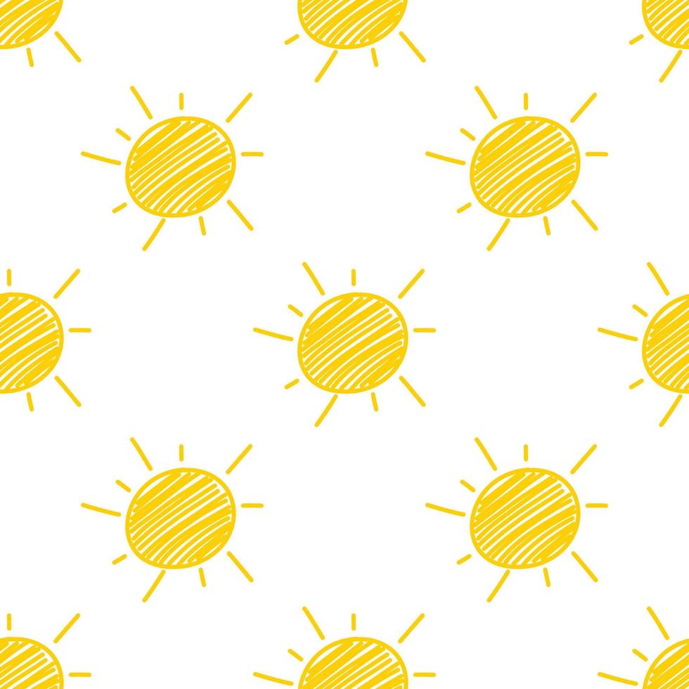 Sun seamless pattern on white background. vector