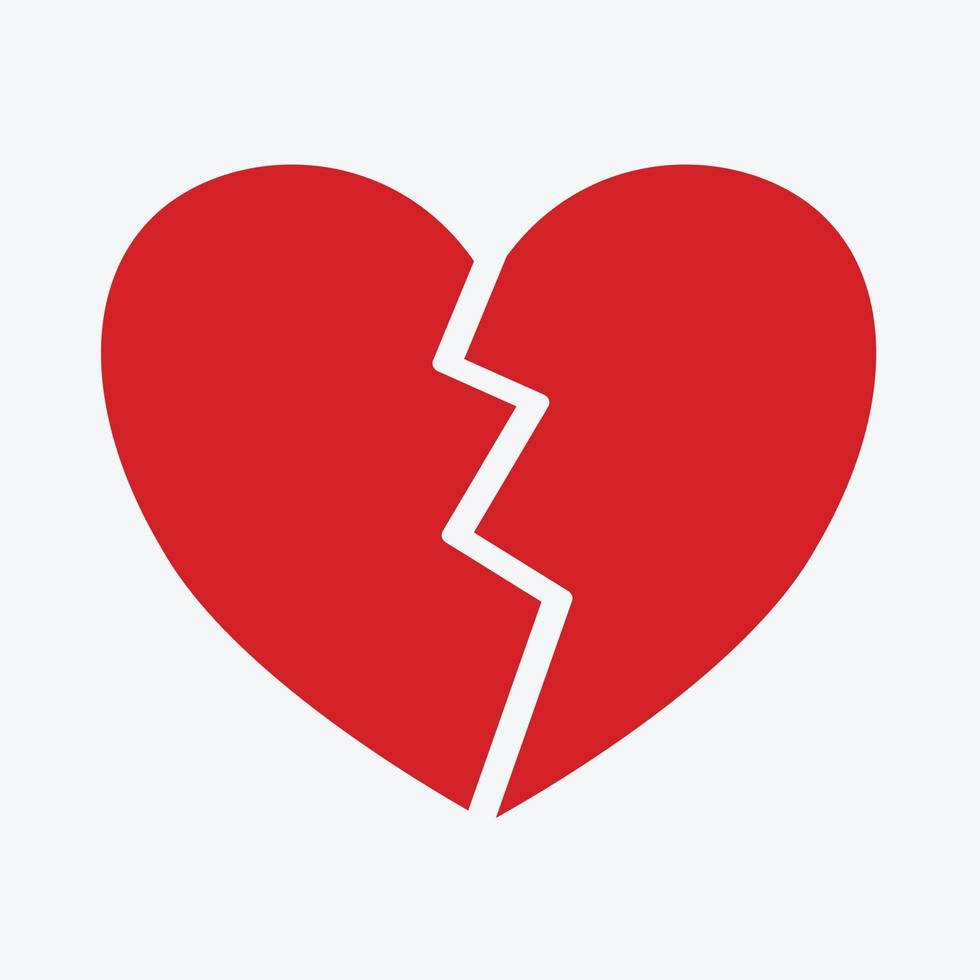 icono de corazón roto rojo sobre fondo blanco. vector