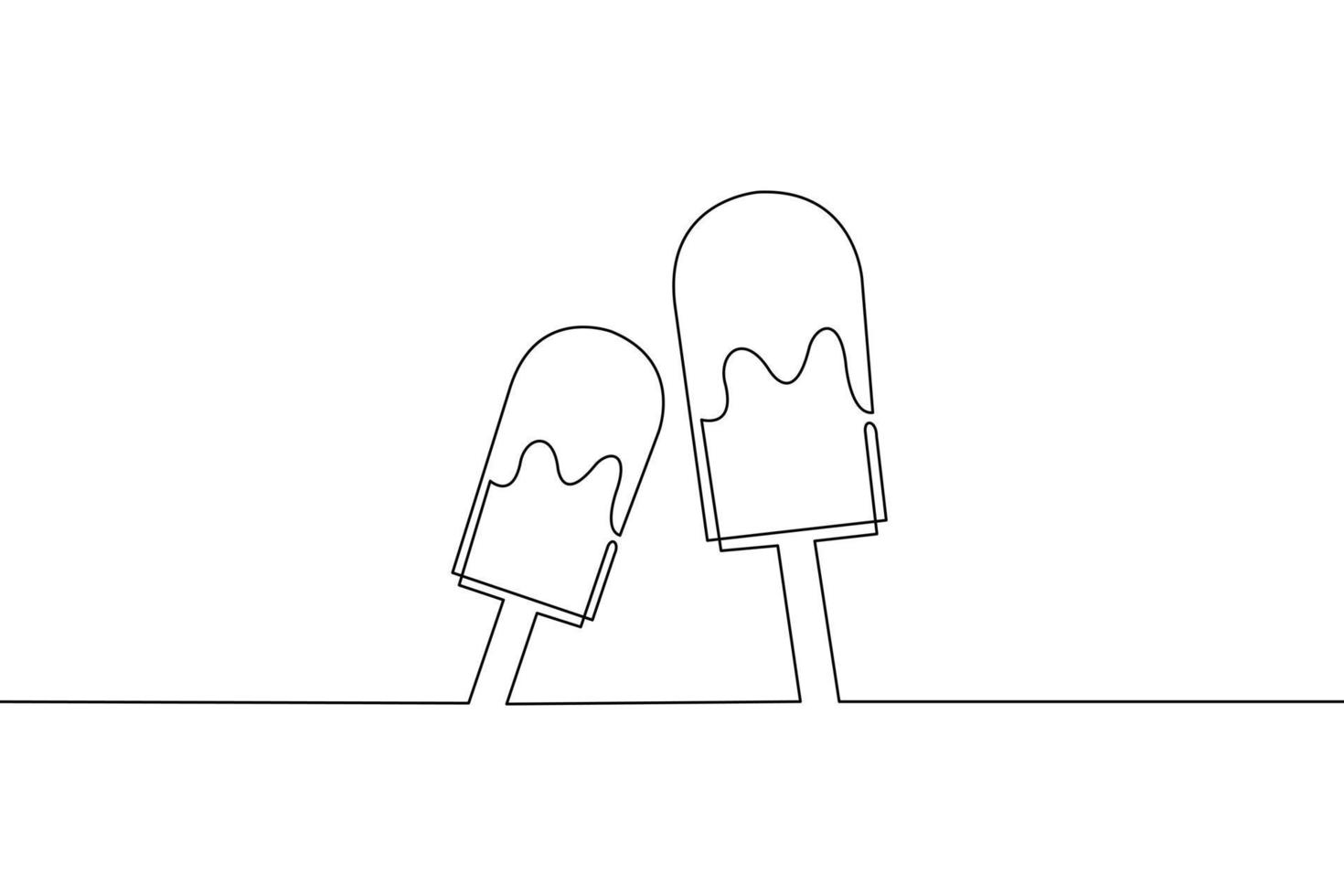 Continuous line drawing of ice cream on white background. vector