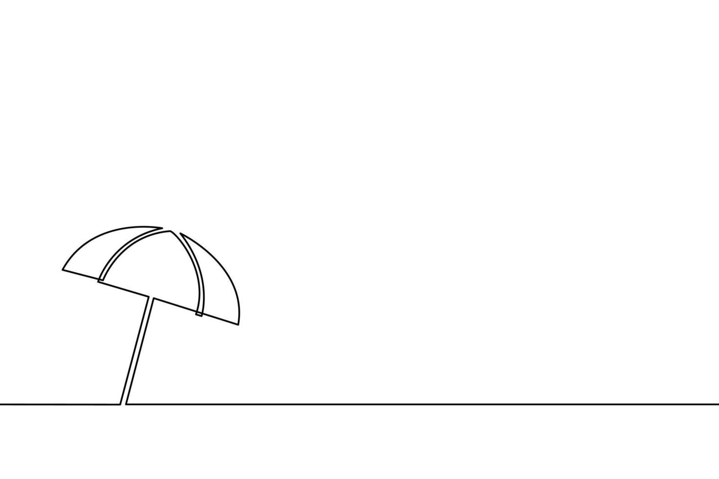 continuous line drawing of Beach umbrella on white background. vector