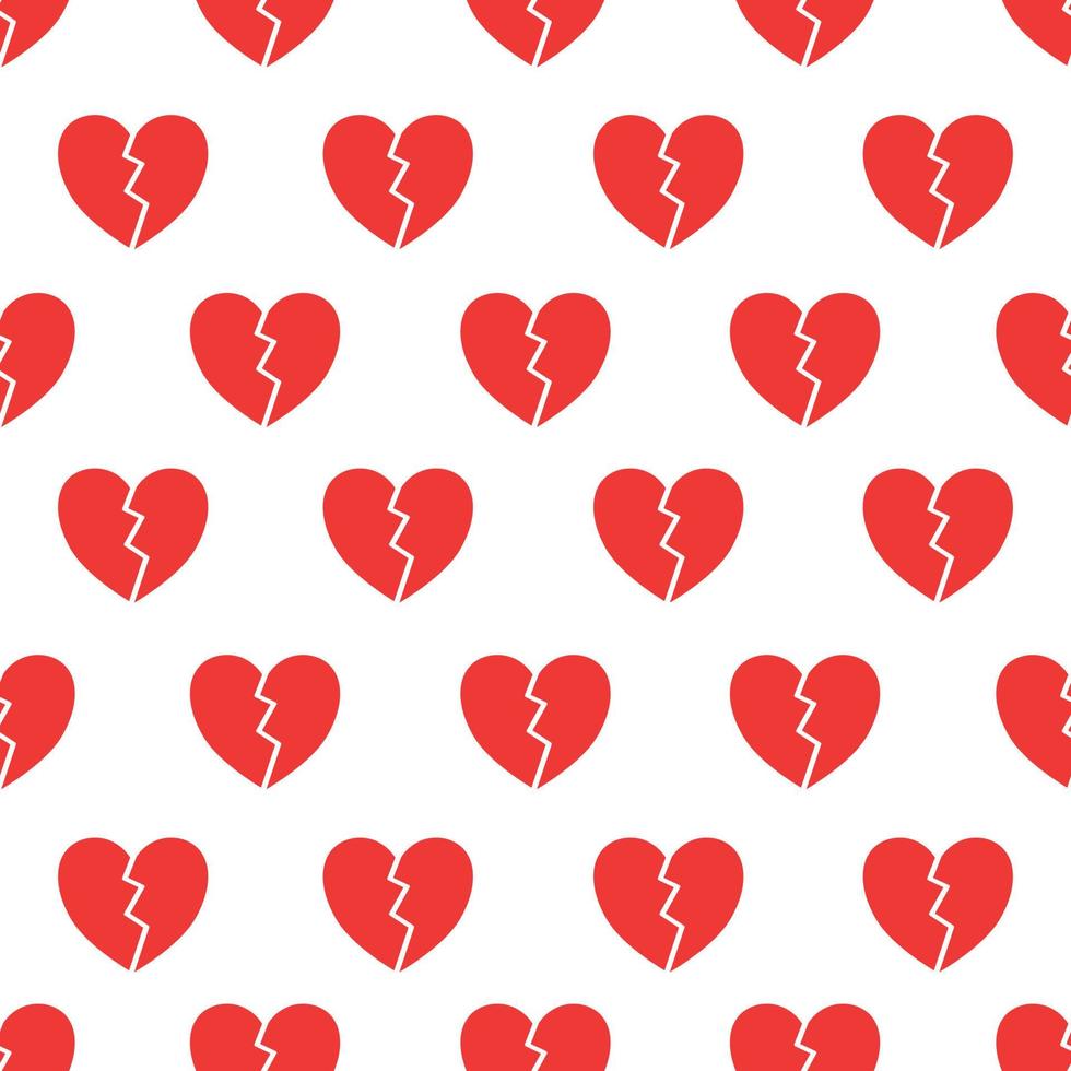 Broken heart seamless pattern on white background. vector