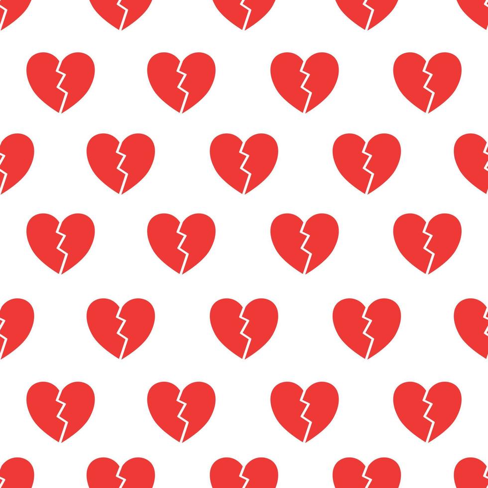 Broken heart seamless pattern on white background. vector