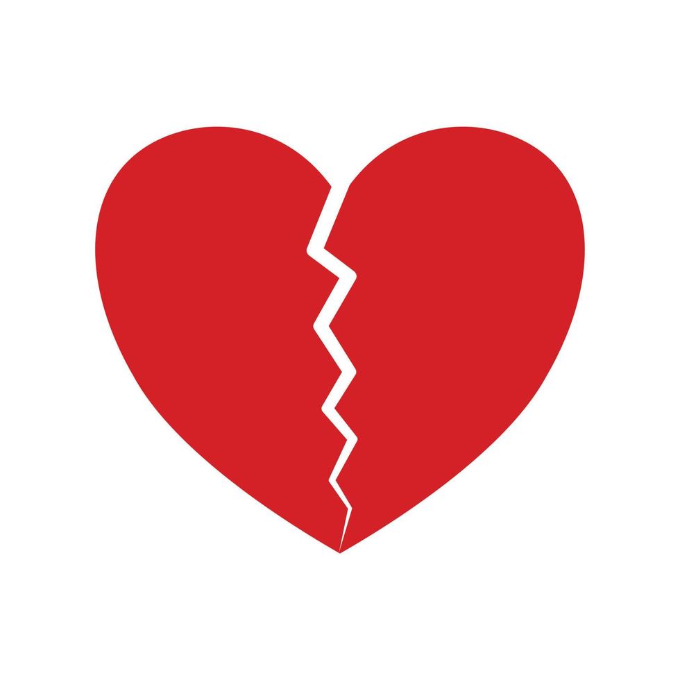 Red Broken heart icon on white background. vector