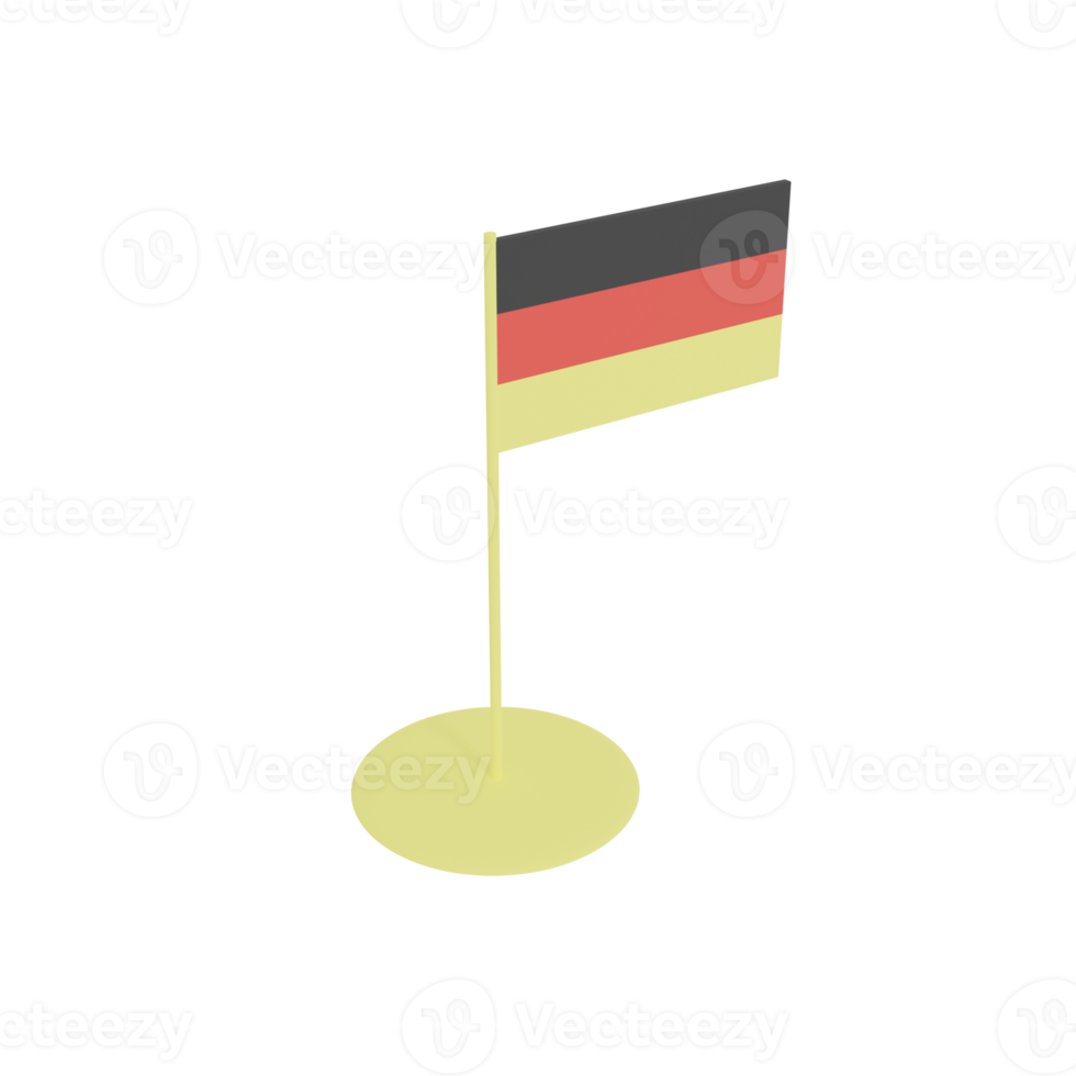 bandera de la república federal de alemania en asta de bandera, juguete de plástico, modelo de representación 3d. png