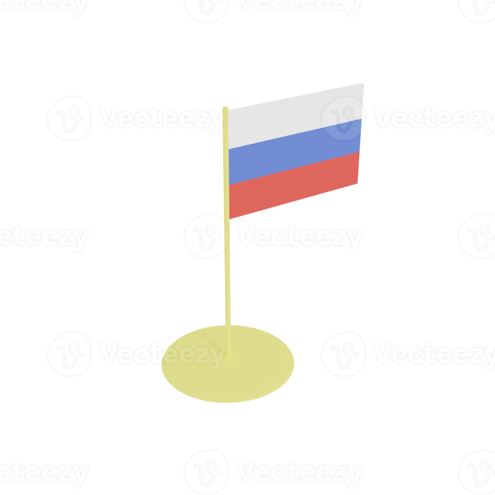 bandiera della federazione russa su pennone, giocattolo di plastica, modello di rendering 3d. png