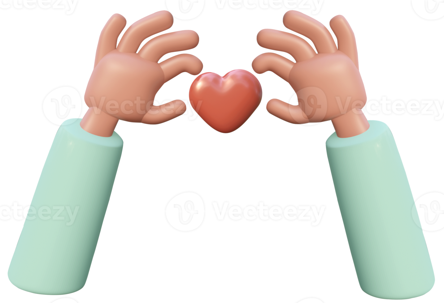 Cute 3D illustration of a human hand holding a heart. png