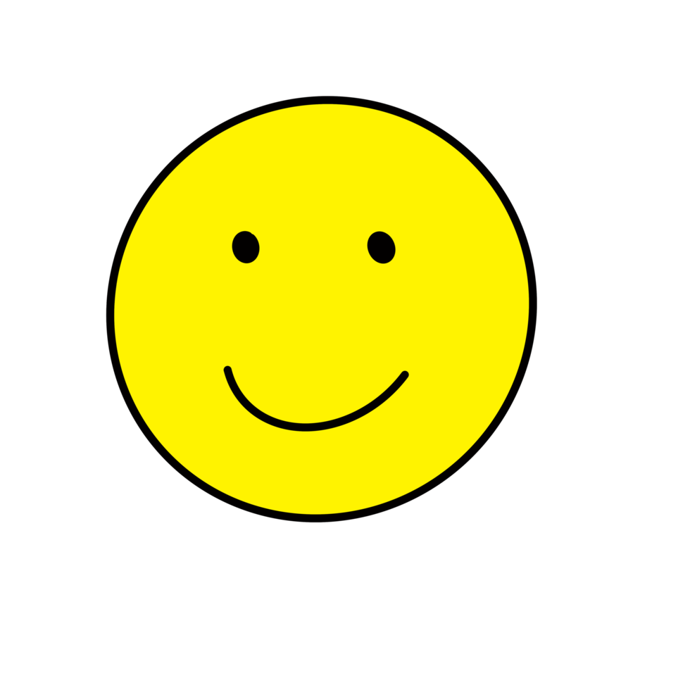 Yellow smile happy face Hand drawn organic line Doodle png