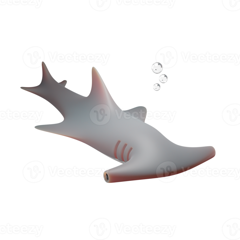 Hammerhead Shark 3D Render Illustration png