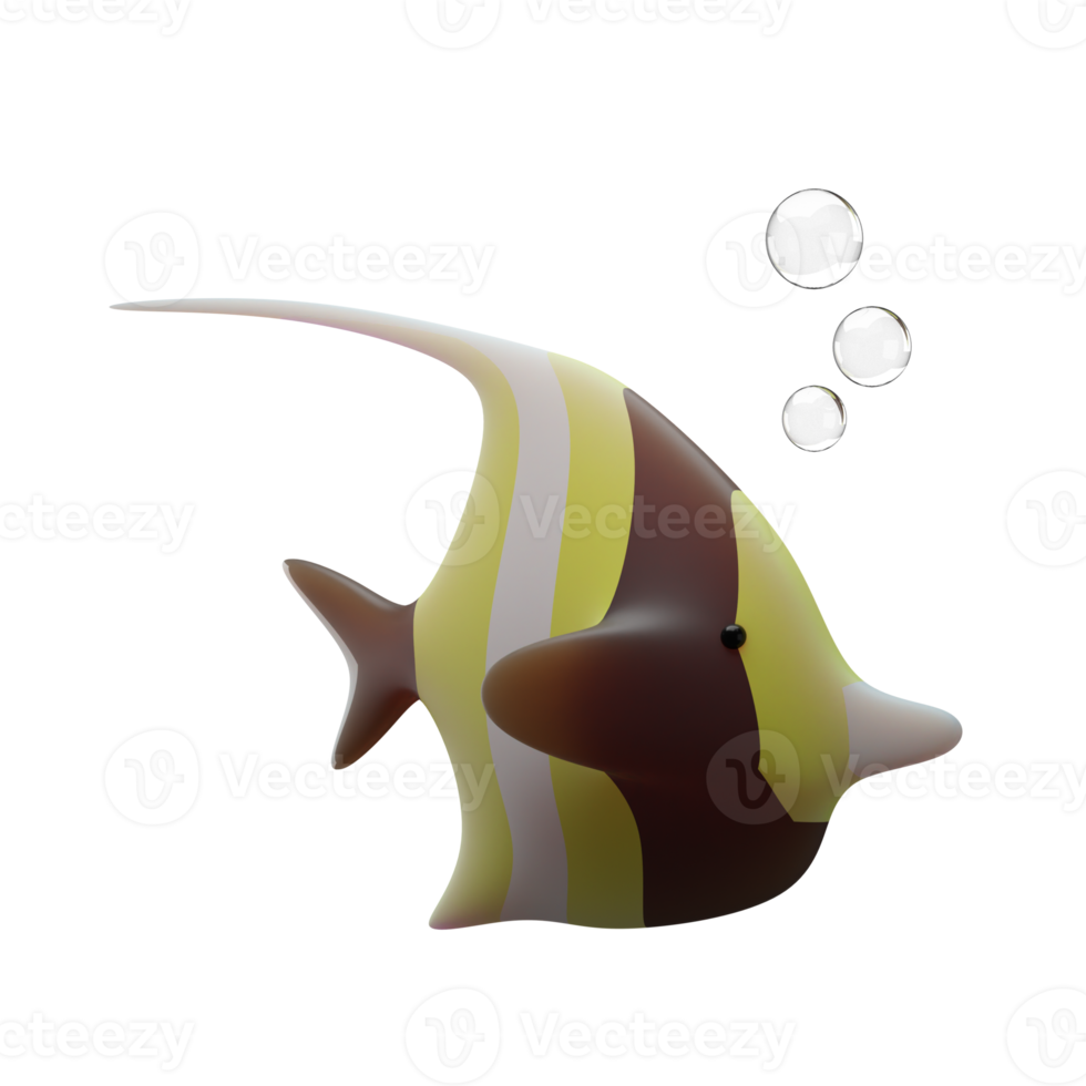 Moorish Idol 3D Render Illustration png