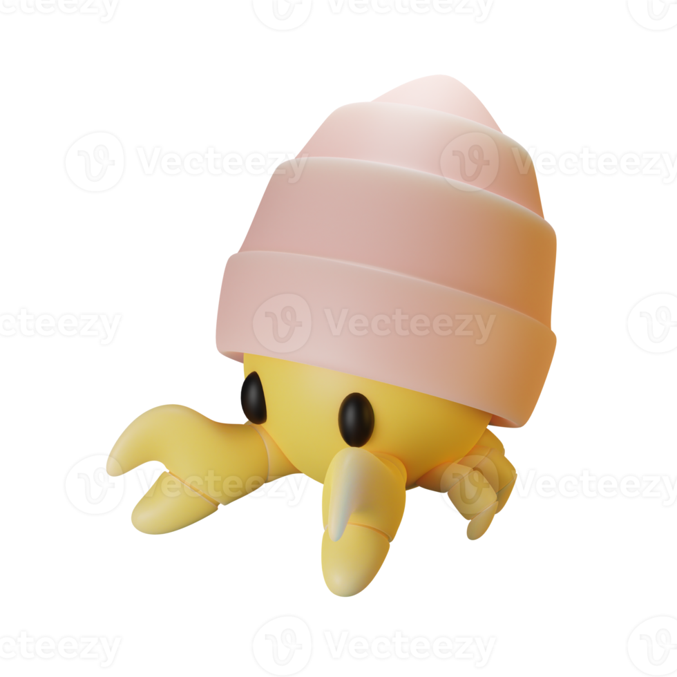 Summer Hermit Crab 3D Render Icon png