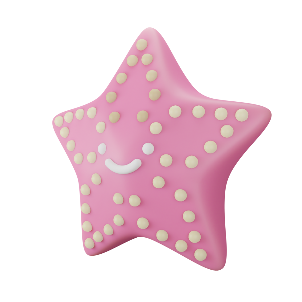 icône de rendu 3d étoile de mer d'été png