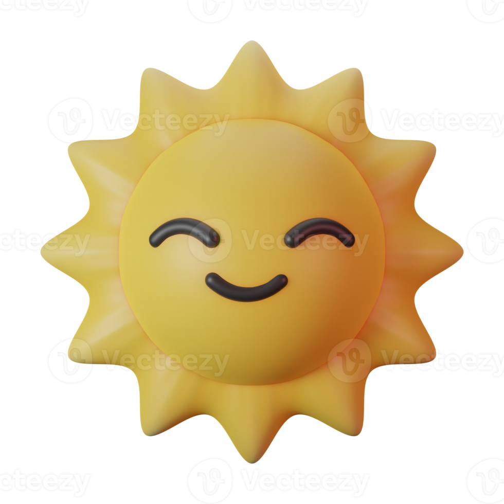 Summer Sun Character Cream 3D Render Icon png