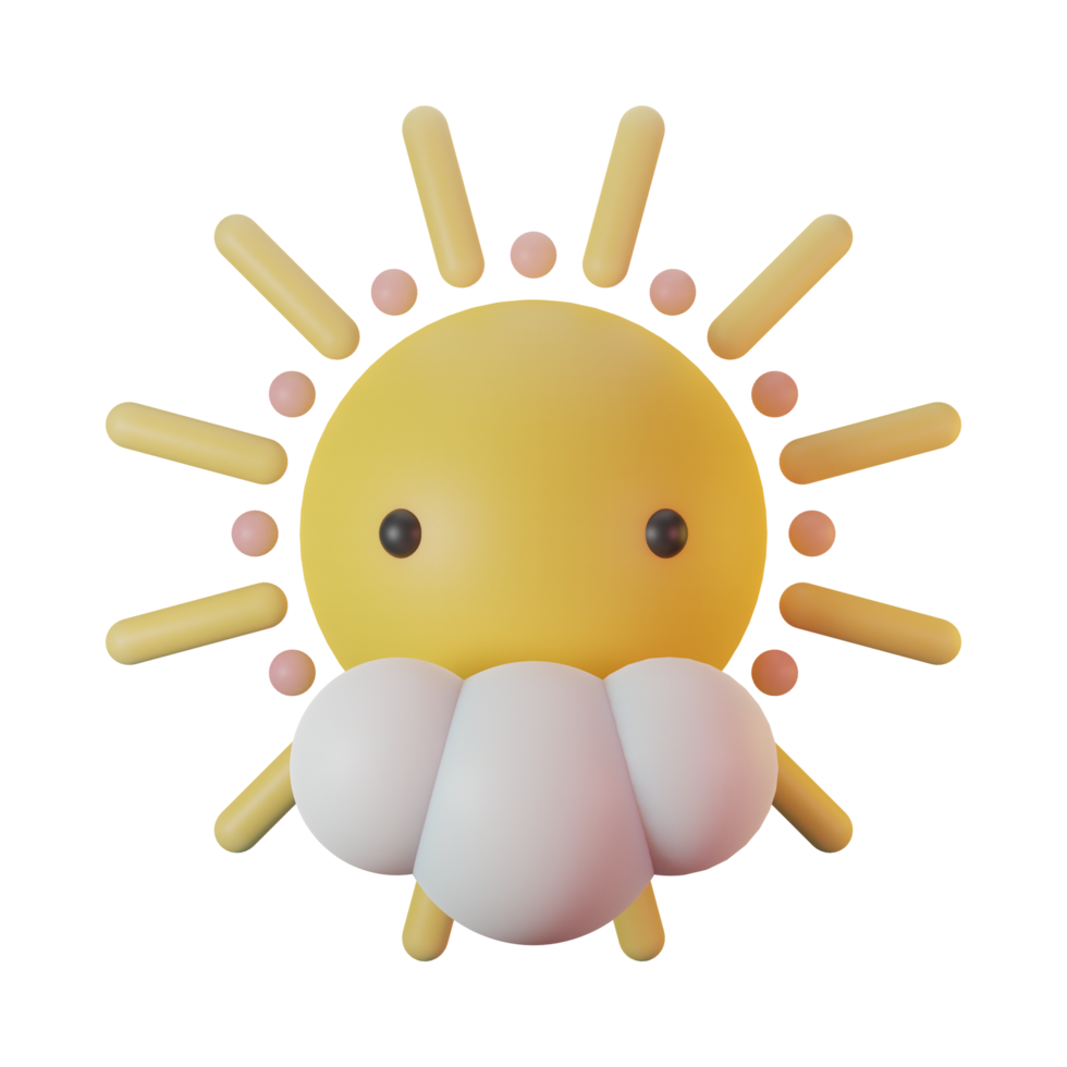 Summer Sun And Cloud 3D Render Icon png