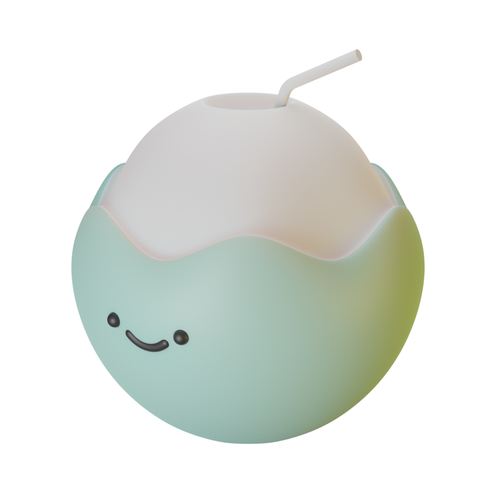 zomer kokosnoot 3d render icon png