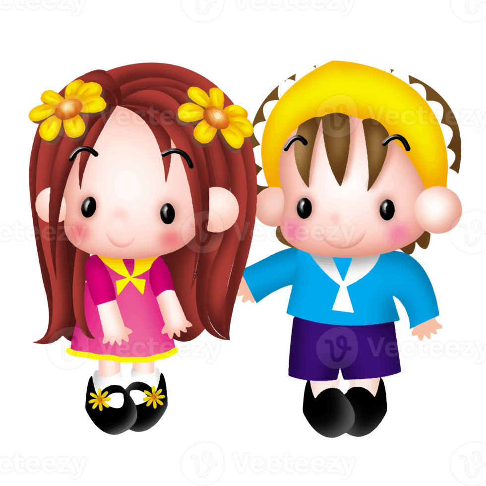 boy and girl Anime Cute Character Cartoon Emotion Illustration, ClipArt Drawing  Kawai Manga Design Art png