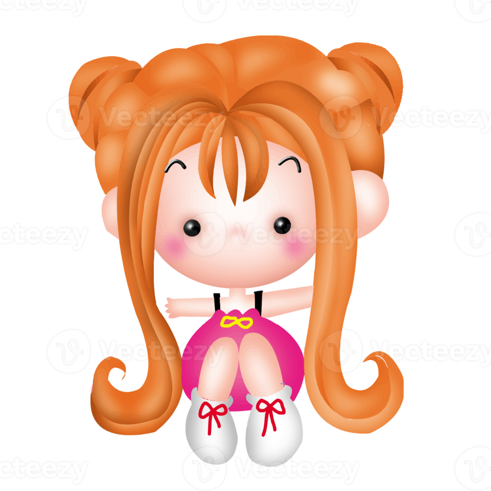 girl Anime Cute Character Cartoon Emotion Illustration, ClipArt Drawing  Kawai Manga Design Art png