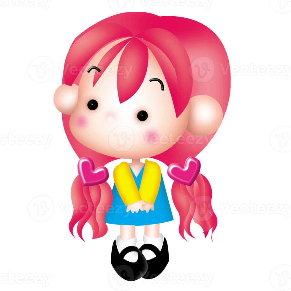girl Anime Cute Character Cartoon Emotion Illustration, ClipArt Drawing  Kawai Manga Design Art png
