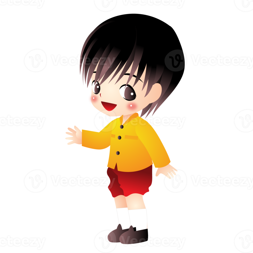 ragazzo thai anime simpatico personaggio cartone animato emozione illustrazione, clipart disegno kawai manga design art png