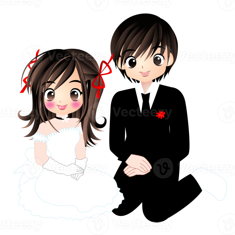 wedding Anime Cute Character Cartoon Emotion Illustration, ClipArt Drawing  Kawai Manga Design Art png