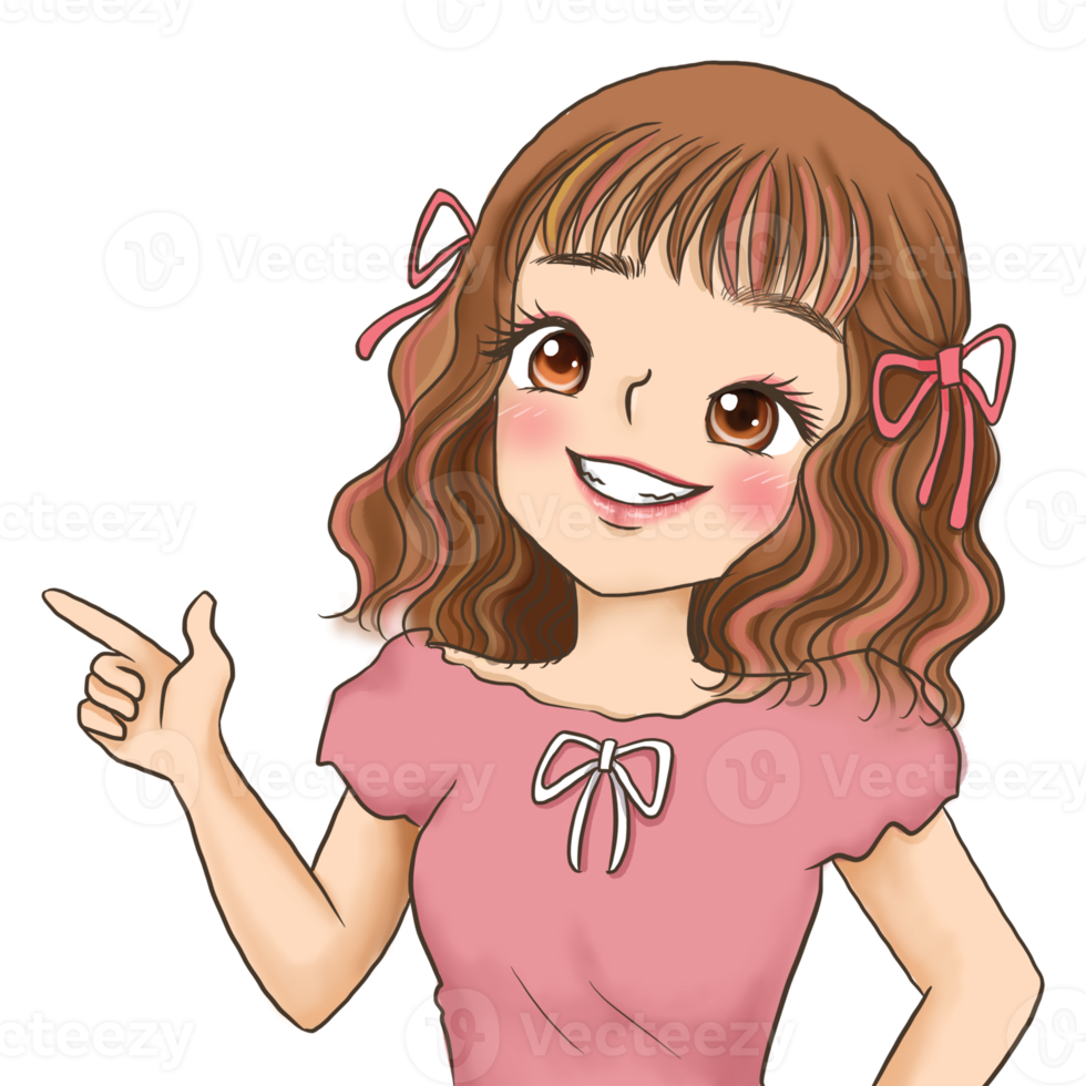 meisje anime schattig karakter cartoon emotie illustratie, clipart tekening kawai manga design art png