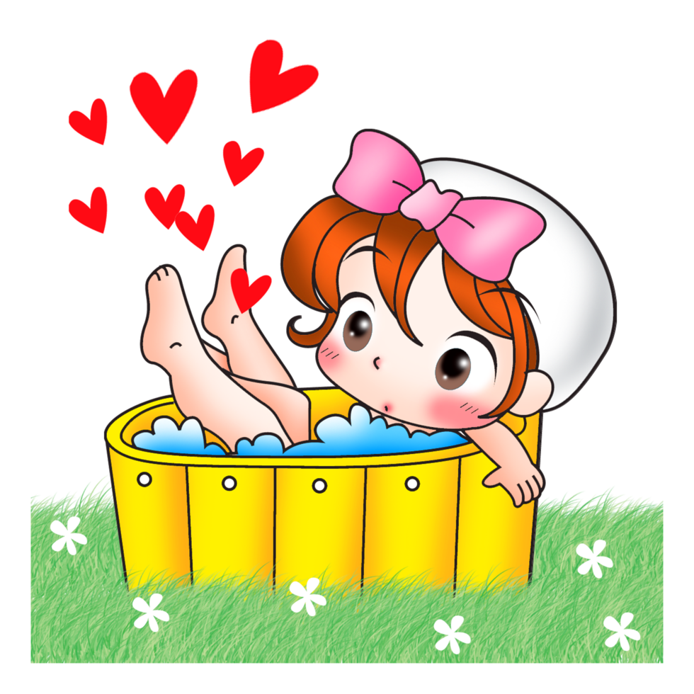 cartoon cute bath girl png