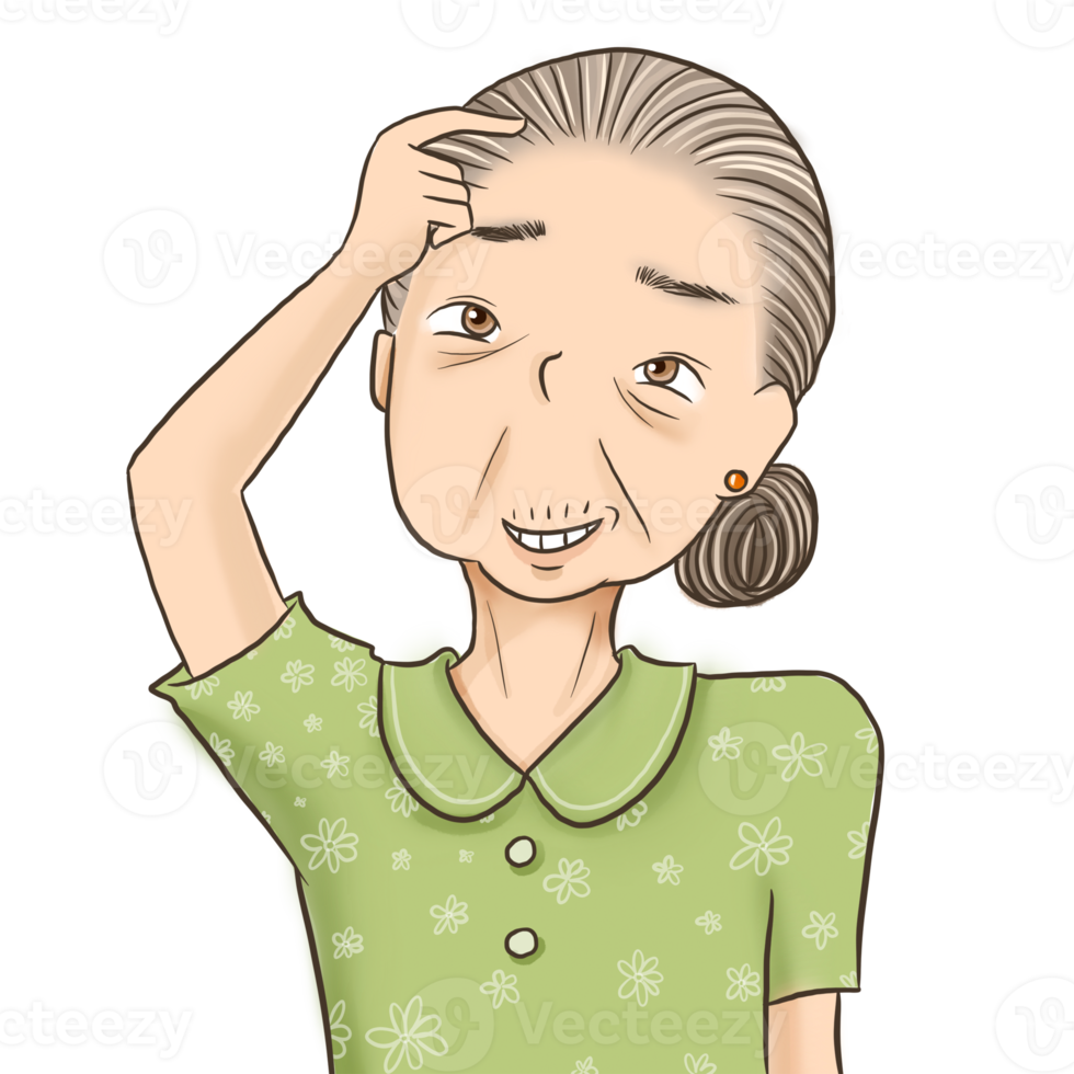 Grandma Anime Cute Character Cartoon Emotion Illustration, ClipArt Drawing  Kawai Manga Design Art png