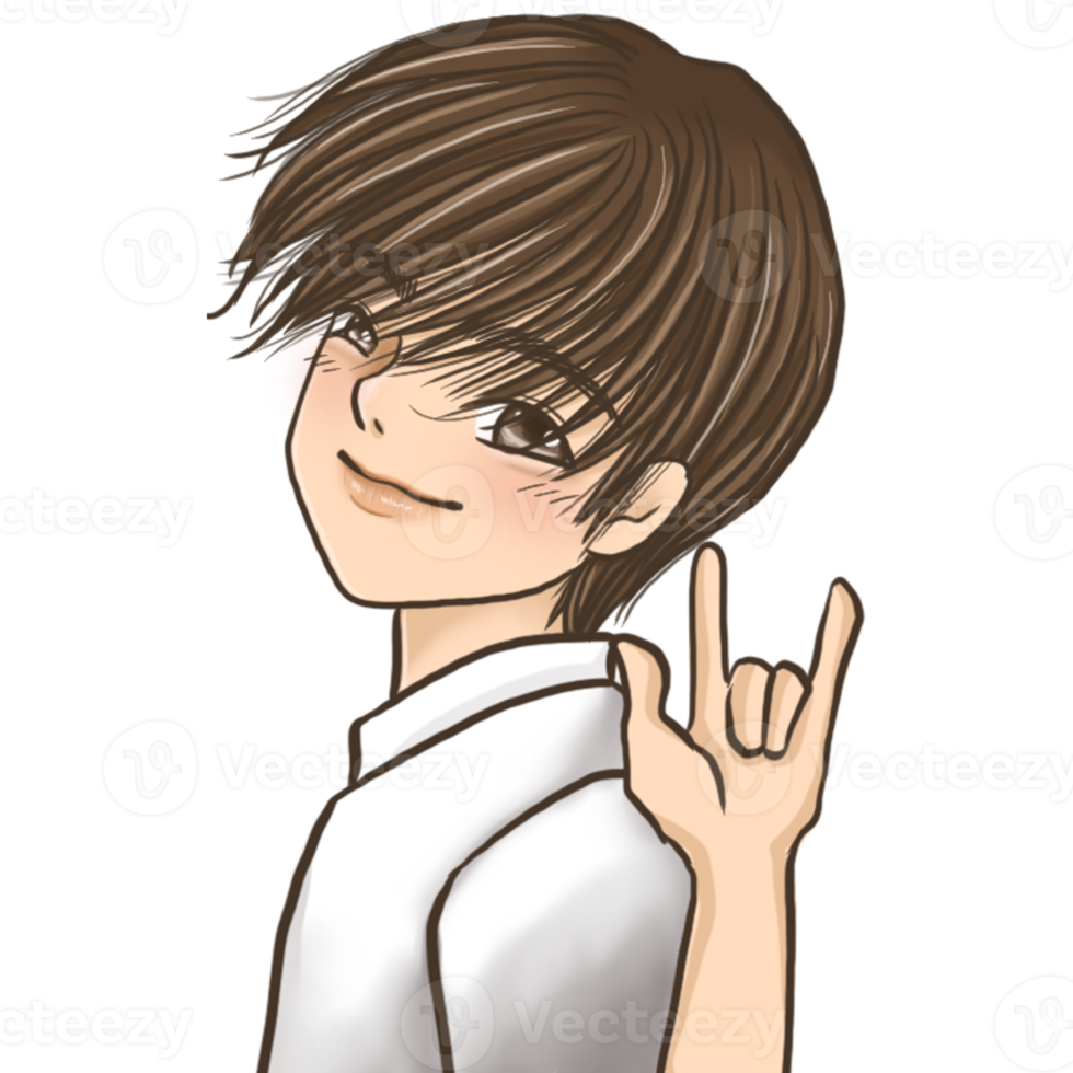 boy Anime Cute Character Cartoon Emotion Illustration, ClipArt Drawing  Kawai Manga Design Art png