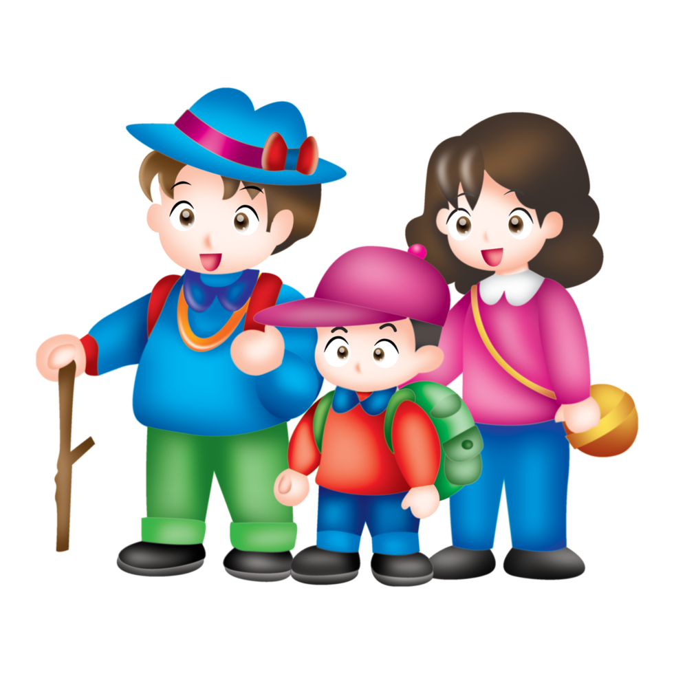 family travel cartoon cute kawaii cute png