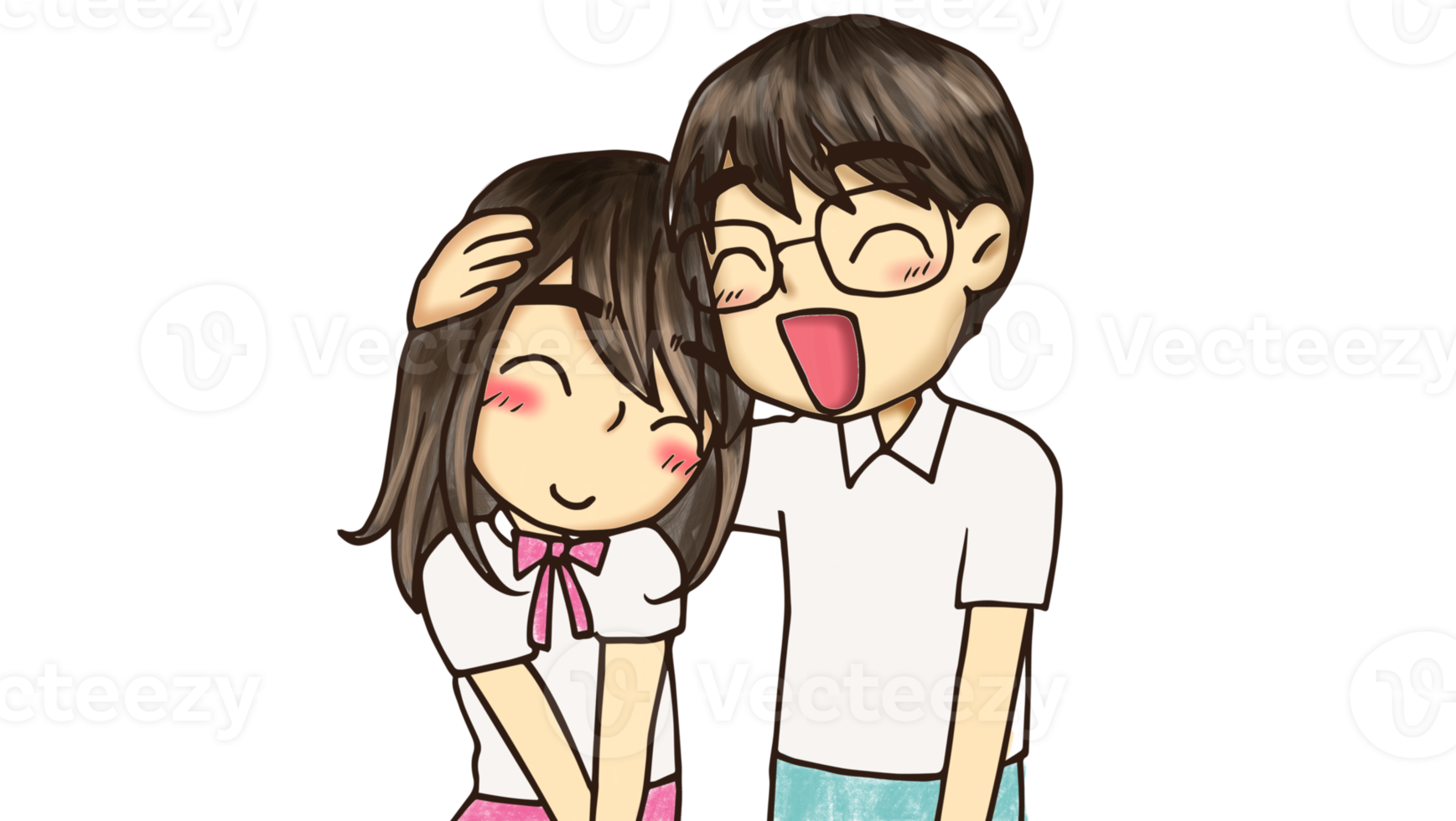 liefde man en vrouw huwelijk paar anime schattig karakter cartoon model emotie illustratie clipart tekening kawaii manga ontwerp idee art png