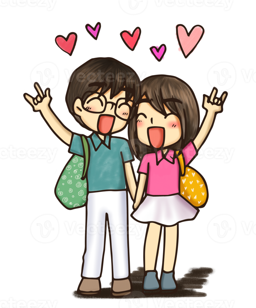 anime liefde paren samen reizen schattig karakter cartoon model emotie illustratie clipart tekening kawaii manga ontwerp idee art png