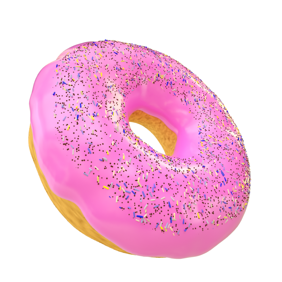 ciambella alla crema rosa con granelli colorati isolati senza png