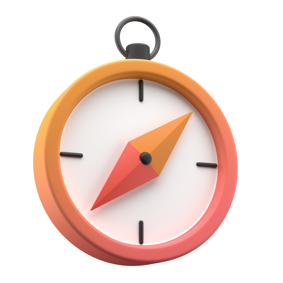 3D compass navigation icon illustration png