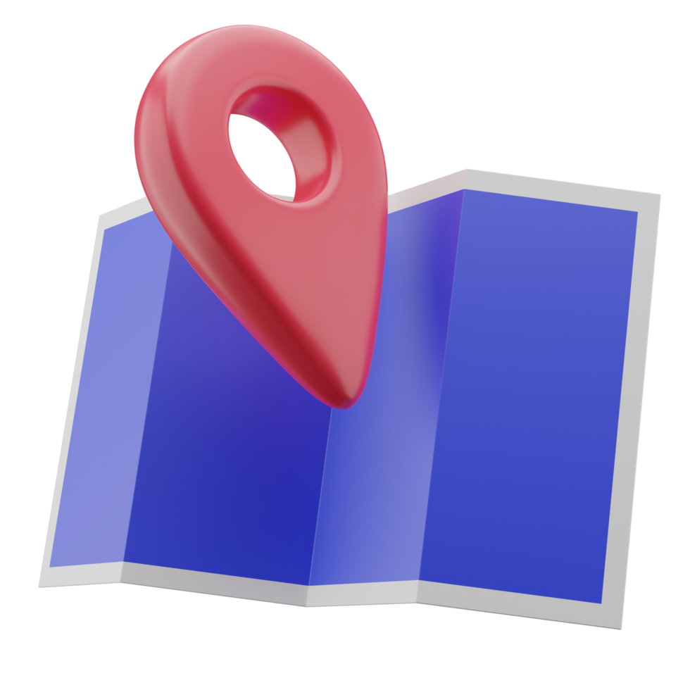 Mapa azul 3d con icono de punto rojo png