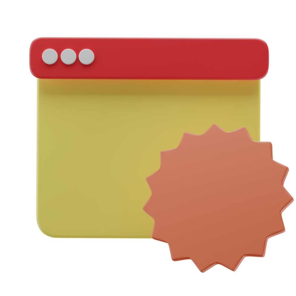 3D Yellow window with red blurb png