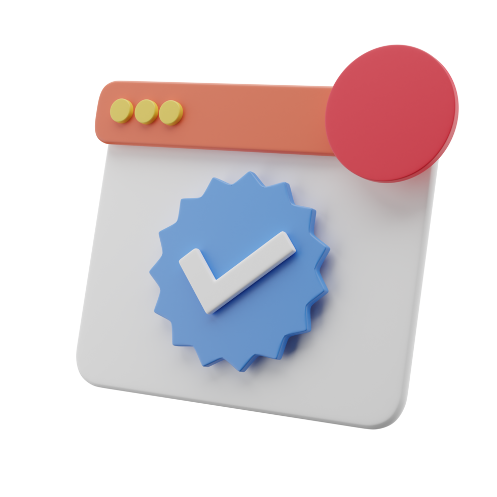 3D-wit venster met geverifieerde pictogrambadge png