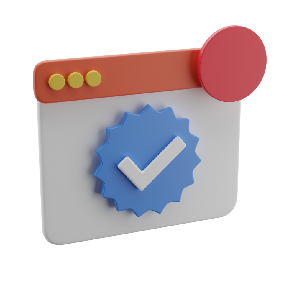 3D white window with verified icon badge png