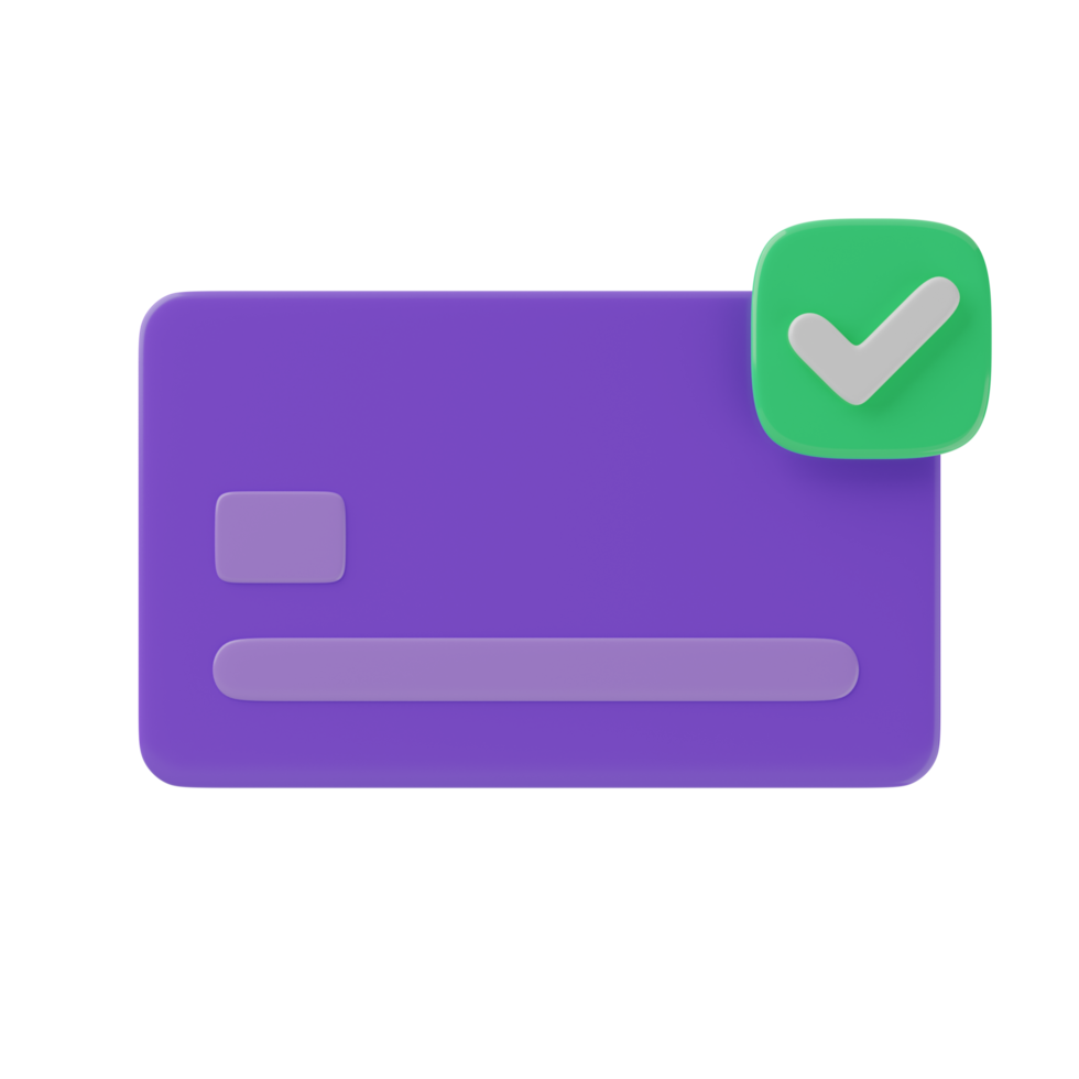 Cashless payment or credit card with check mark, verified, accepted icon or symbol png