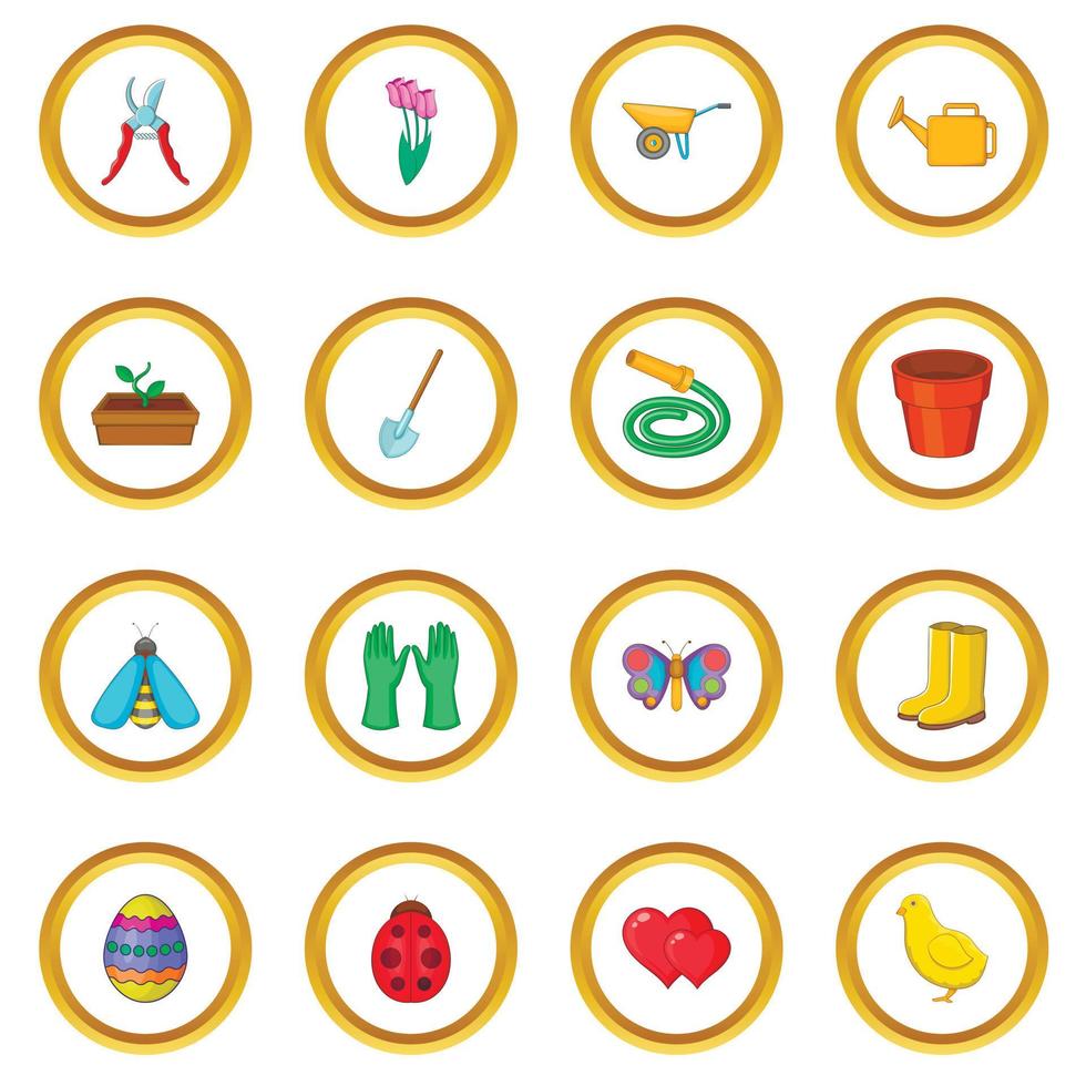 Spring icons circle vector