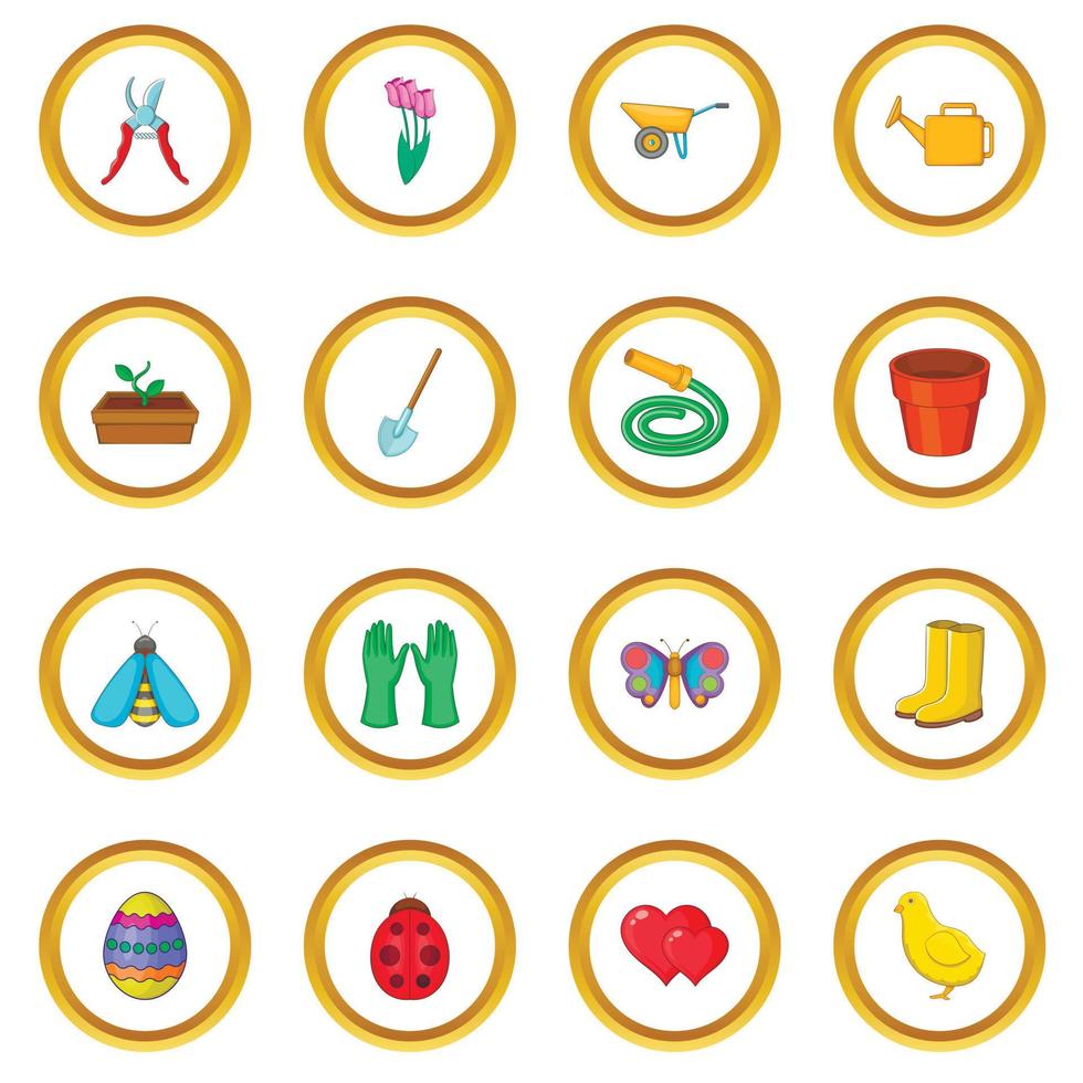 Spring icons circle vector