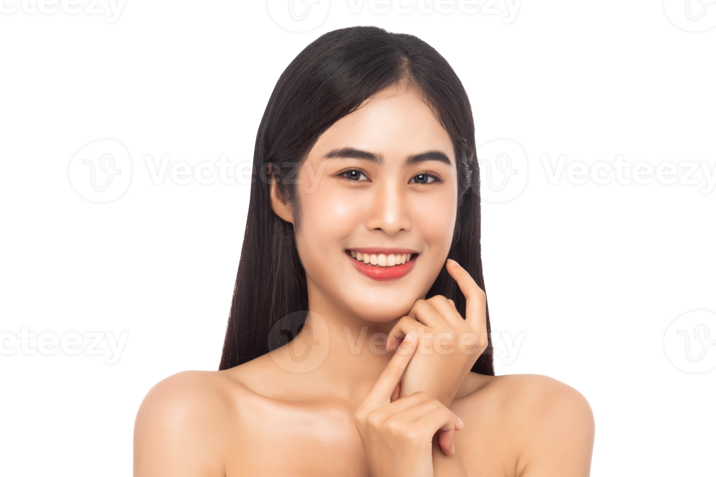 Beautiful Young Asian woman with clean fresh skin. Beauty concept. Png file