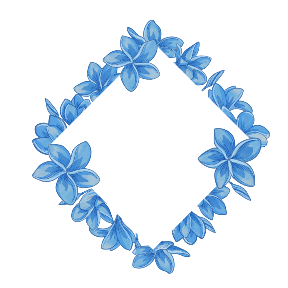 cornice di foglie e fiori dell'acquerello, clipart di foglie blu png